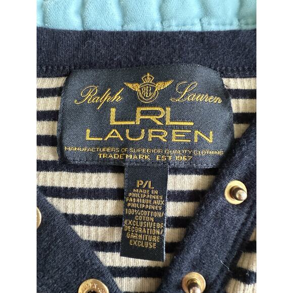 Vintage Lauren Ralph Lauren Women's Henley Top Petite Large 3/4 Sleeve Y2K Vibes - Picture 9 of 10